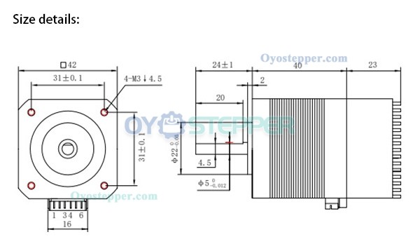 OUKEDA Integrated Nema 17 Stepper Motor with Controller 1.8 Deg 0.44Nm (62.30 oz-in) 1.68A 2 Phase 12-40VDC